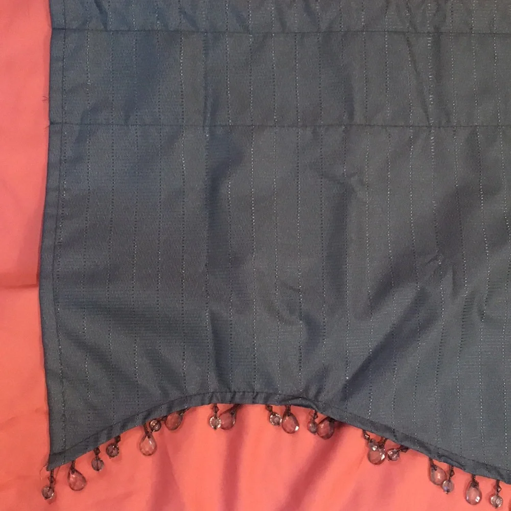 Curtain Valance Gray with Beaded Bottom